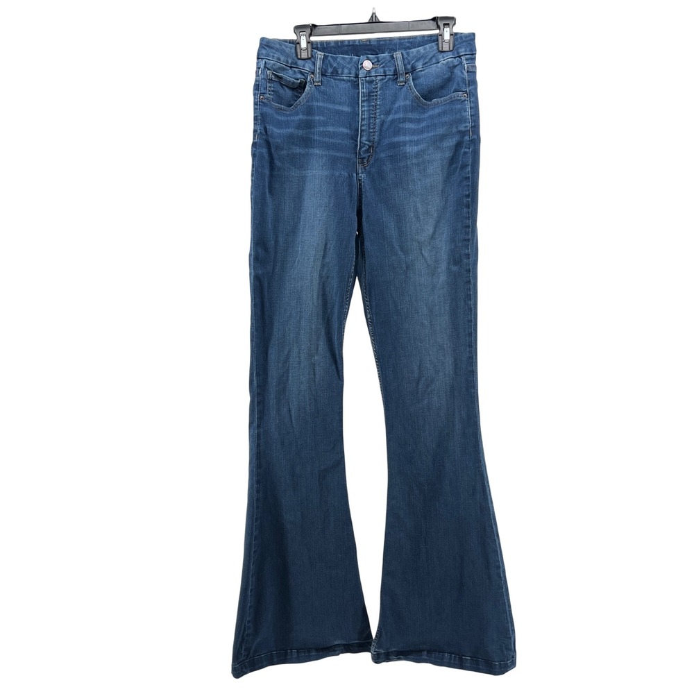 BKE Denim Womens Blue High Rise Flare Jeans Size 34 x 37.5 Medium Wash Stretch